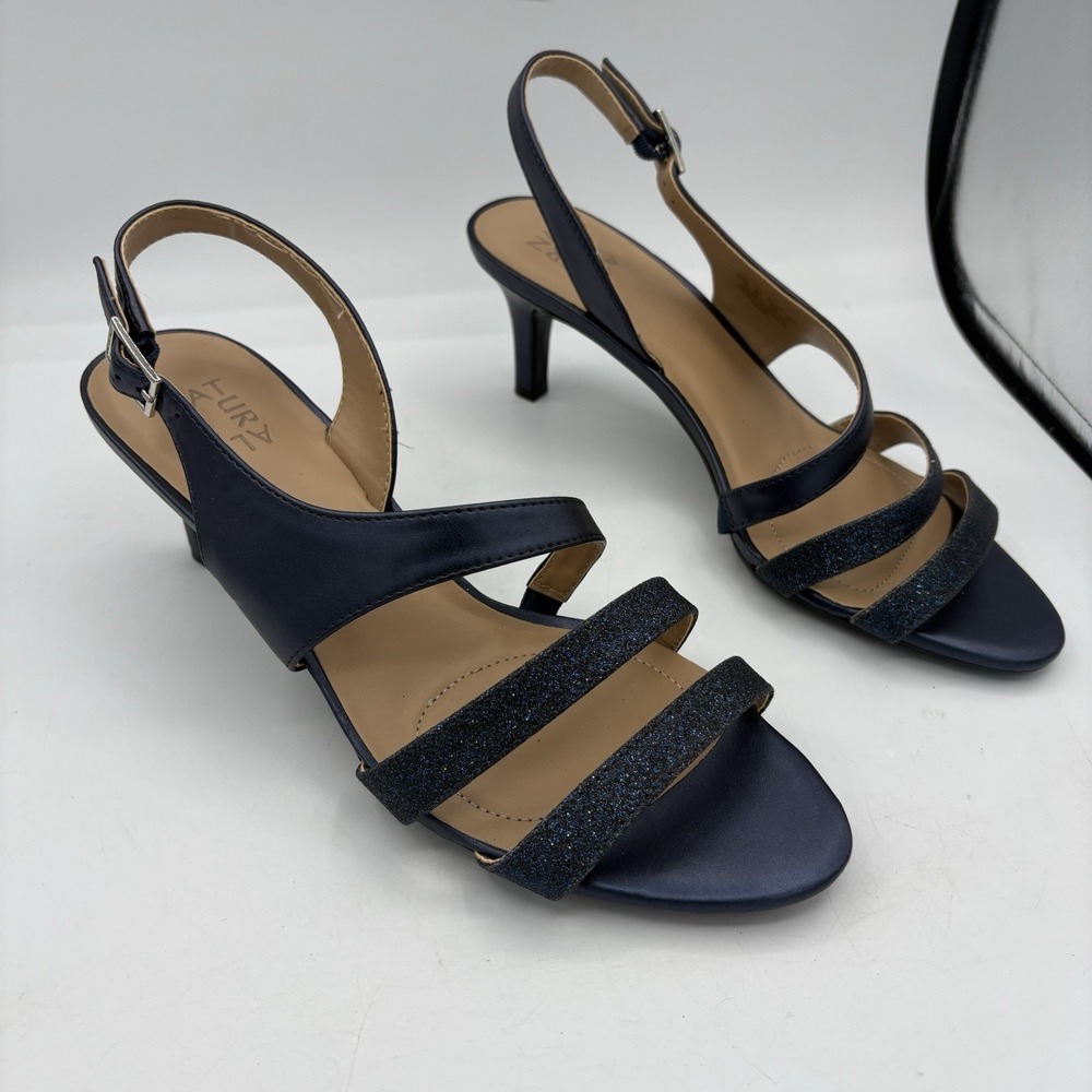 Naturalizer Sandals‎ Womens 11 Pump Heel Blue Dress Evening Slingback Sparkle